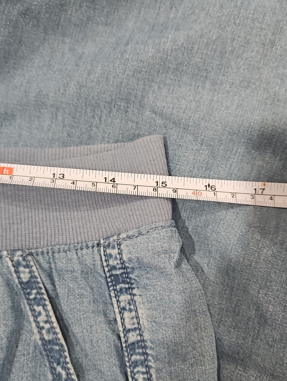 St. John's Bay Light Blue Denim Pants Size PM Lightweight Wide Leg - Picture 5 of 6